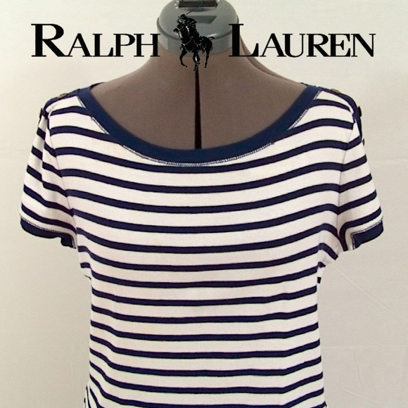 Ralph Lauren Blue and White Striped Shirt - Picture 1 of 5